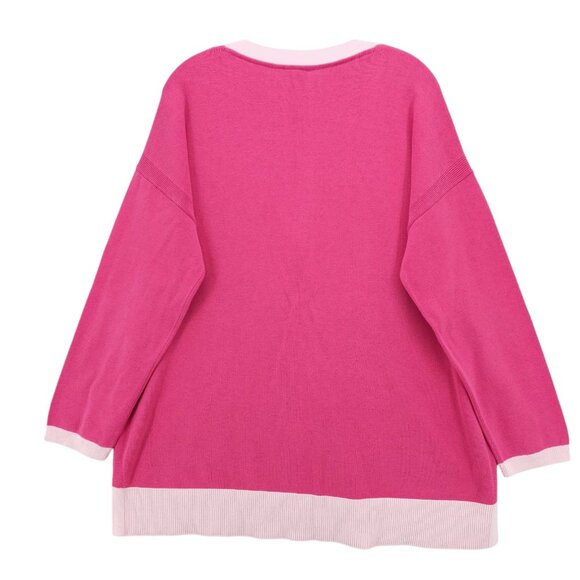 TALBOTS Pink Cardigan Contrasting Trim Stretch Knit EUC Size 1X - Picture 3 of 6